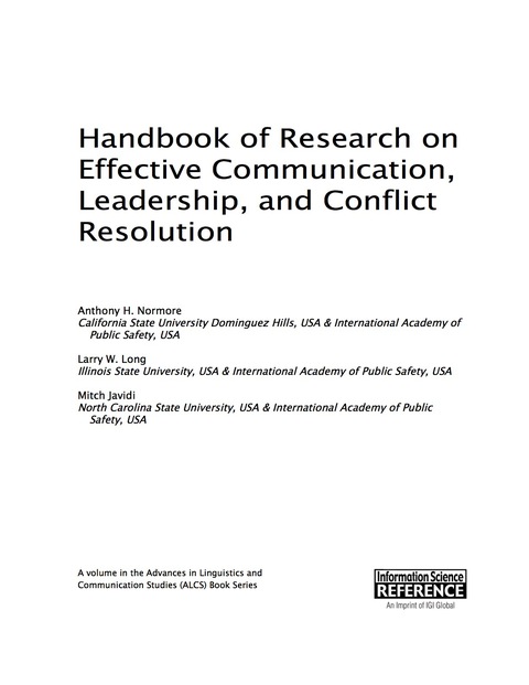 Cover image for book Handbook of Research on Effective Communication, Leadership, and Conflict Resolution