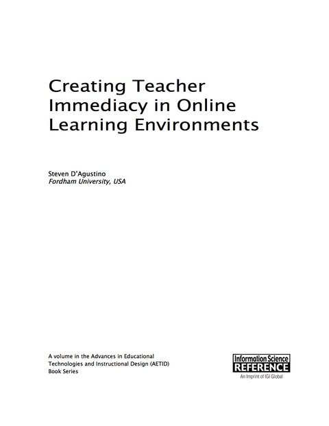 Cover image for book Creating Teacher Immediacy in Online Learning Environments