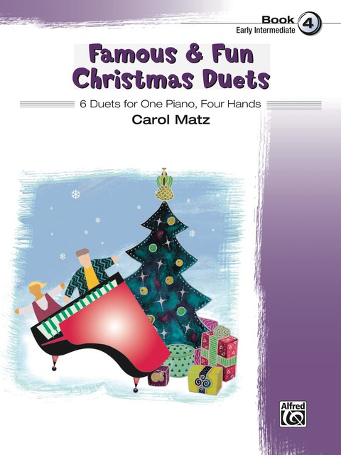 Cover image for book Famous & Fun Christmas Duets, Book 4: 6 Early Intermediate Piano Duets (1 Piano, 4 Hands)
