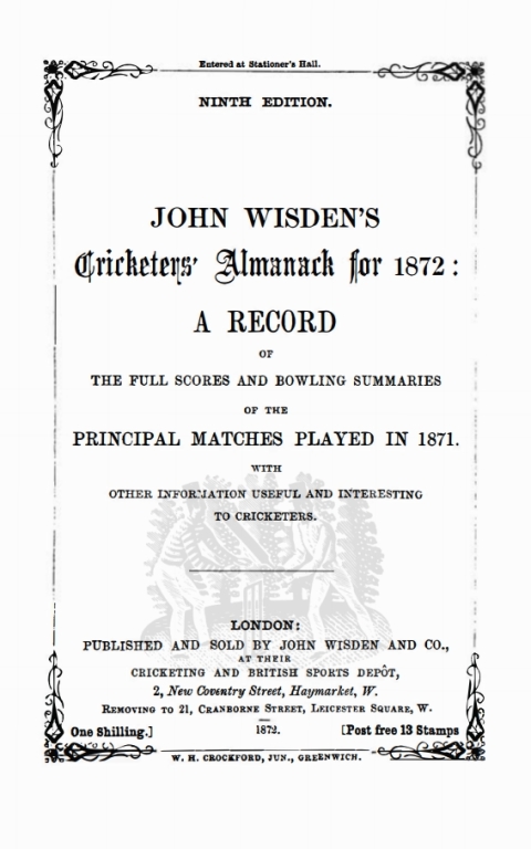 Wisden Cricketers' Almanack 1872 