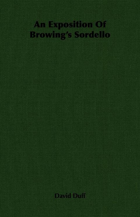 Cover image for book An Exposition Of Browing's Sordello