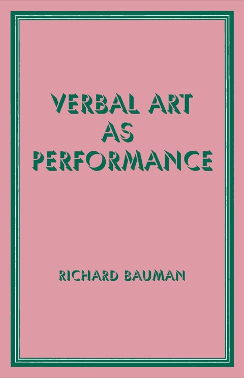 Cover image for book Verbal Art as Performance