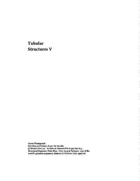 Cover image for book Tubular Structures V