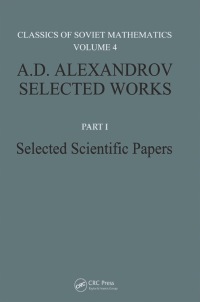 Cover image: A. D. Alexandrov Selected Works Part I 1st edition 9780429176302