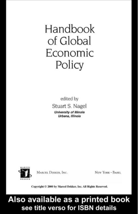 Cover image for book Handbook of Global Economic Policy