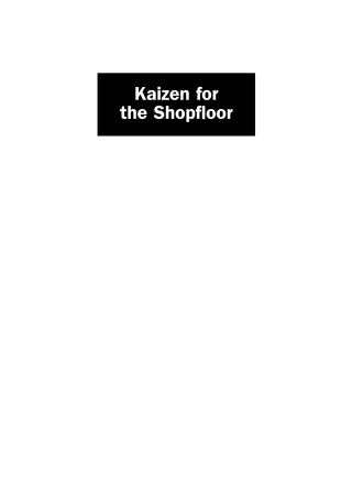 Kaizen for the Shop Floor