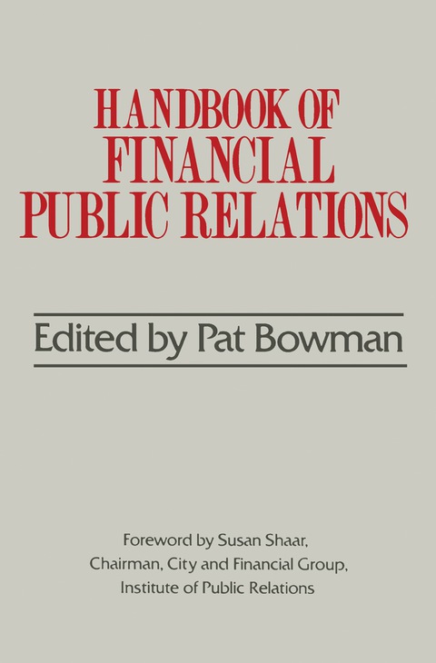 Cover image for book Handbook of Financial Public Relations