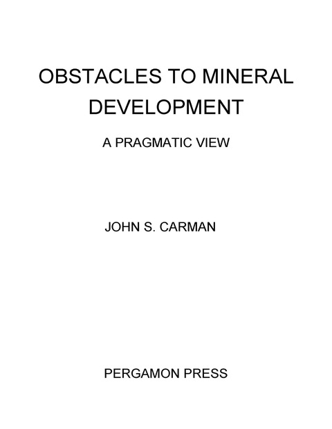 Cover image for book Obstacles to Mineral Development