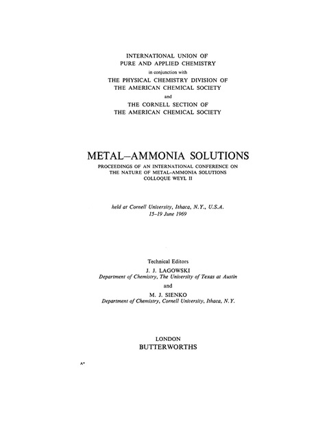Cover image for book Metal—Ammonia Solutions
