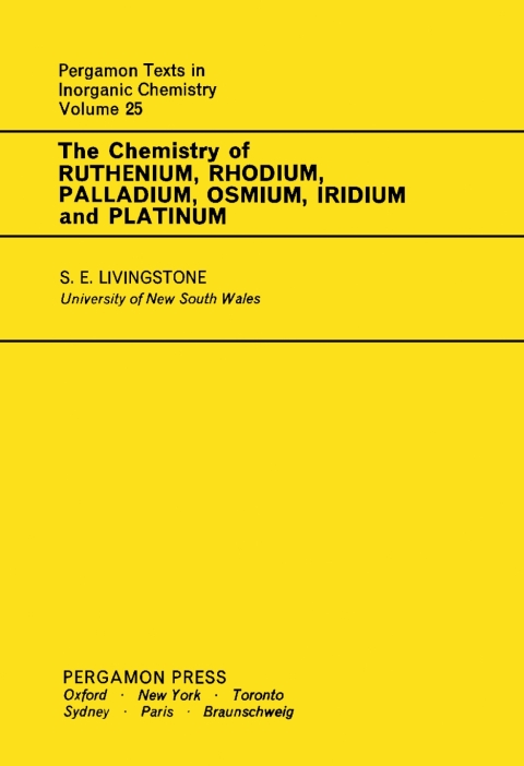Cover image for book The Chemistry of Ruthenium, Rhodium, Palladium, Osmium, Iridium and Platinum