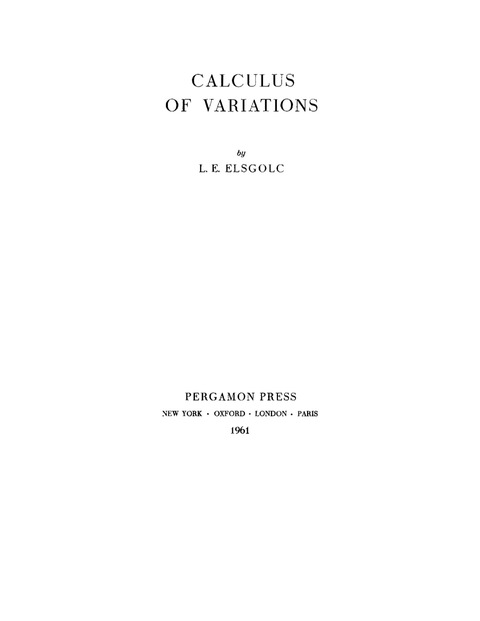 Cover image for book Calculus of Variations