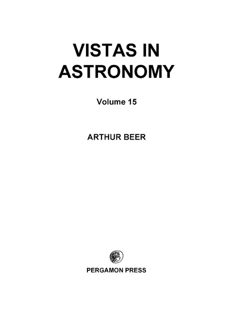 Cover image for book Vistas in Astronomy