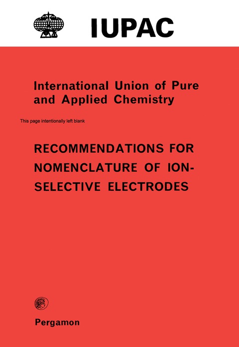 Cover image for book Recommendations for Nomenclature of Ion-Selective Electrodes
