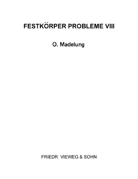 Cover image for book Festkörper Probleme VIII