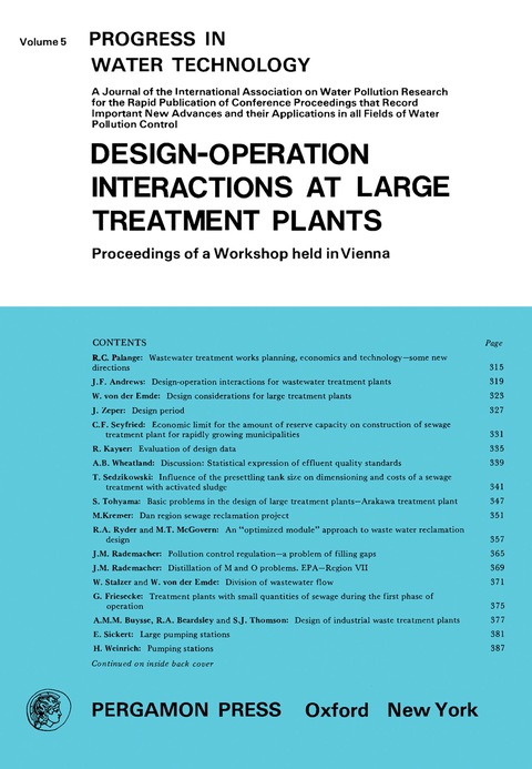 Cover image for book Design—Operation Interactions at Large Treatment Plants