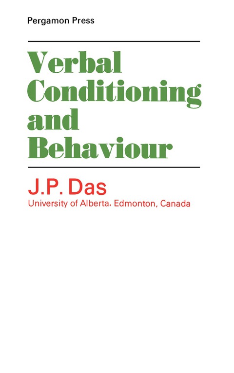 Cover image for book Verbal Conditioning and Behaviour