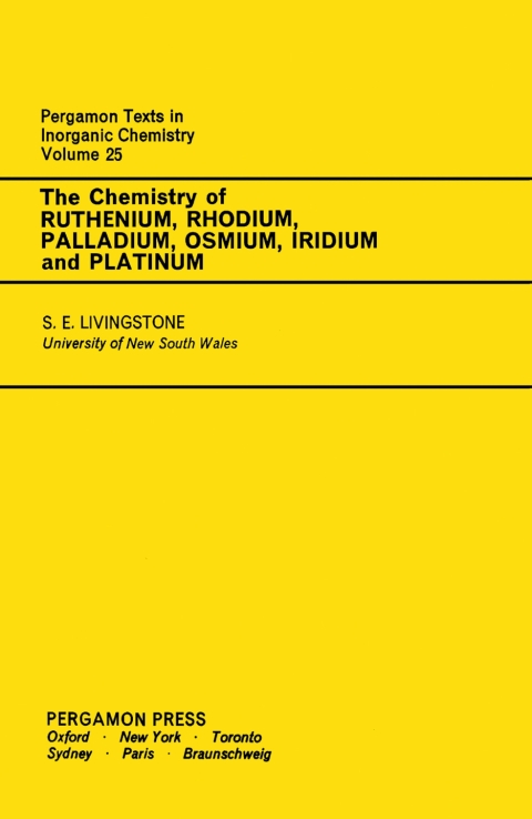 Cover image for book The Chemistry of Ruthenium, Rhodium, Palladium, Osmium, Iridium and Platinum