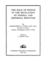 Cover image: The Role of Speech in the Regulation of Normal and Abnormal Behavior 9780080094953