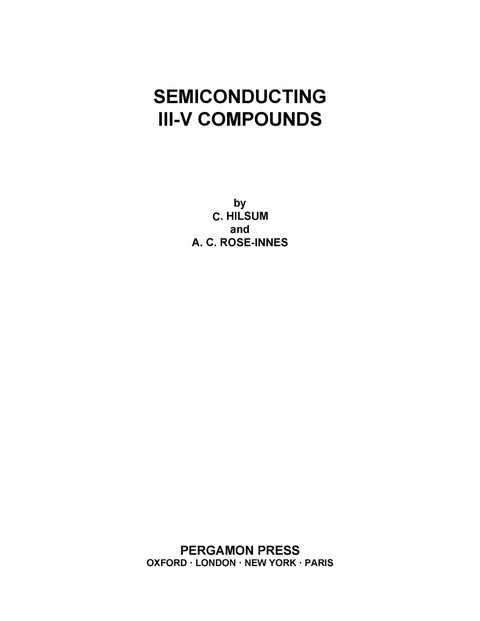 Cover image for book Semiconducting III–V Compounds