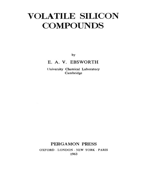 Cover image for book Volatile Silicon Compounds