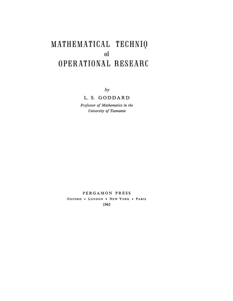Cover image for book Mathematical Techniques of Operational Research