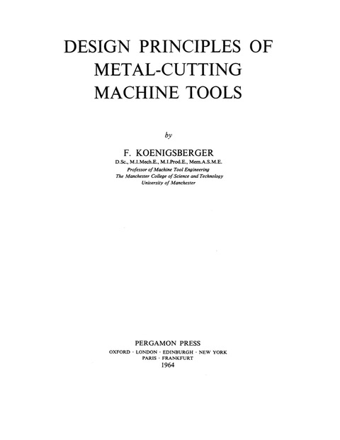 Cover image for book Design Principles of Metal-Cutting Machine Tools