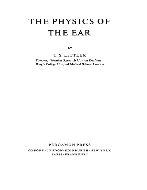 Cover image for book The Physics of the Ear