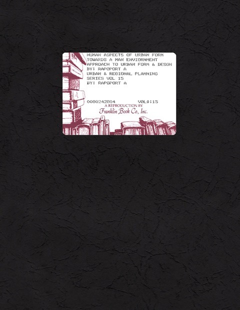 Cover image for book Human Aspects of Urban Form