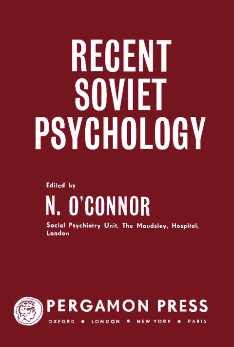 Cover image for book Recent Soviet Psychology