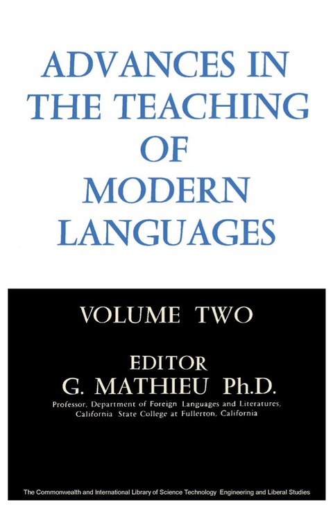 Cover image for book Advances in the Teaching of Modern Languages
