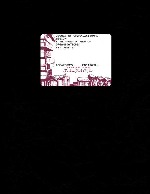 Cover image for book Issues of Organizational Design
