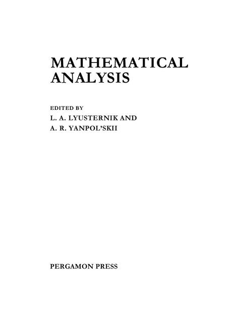 Cover image for book Mathematical Analysis