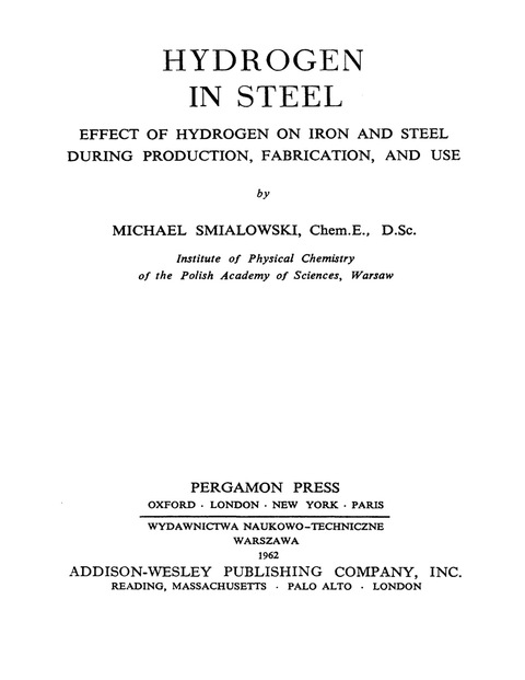 Cover image for book Hydrogen in Steel