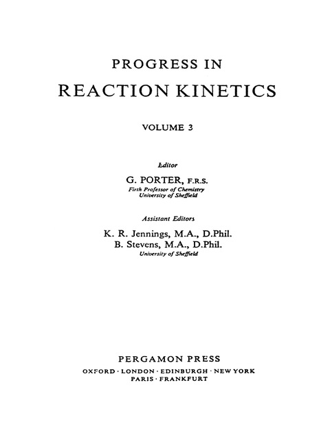 Cover image for book Progress in Reaction Kinetics
