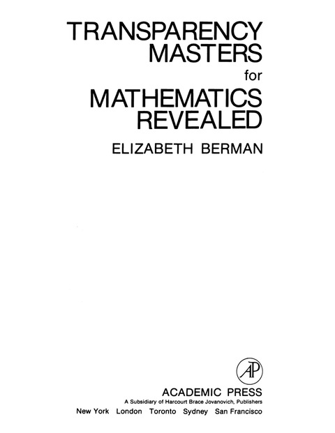 Cover image for book Transparency Masters for Mathematics Revealed