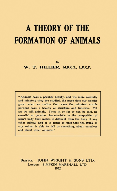 Cover image for book A Theory of the Formation of Animals