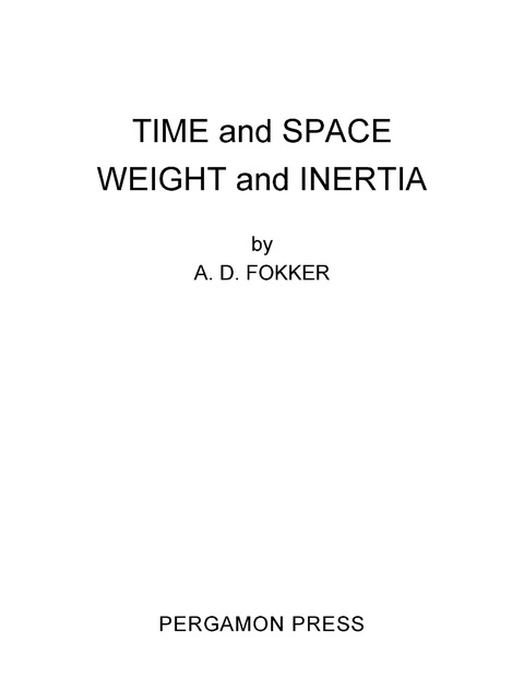 Cover image for book Time and Space Weight and Inertia