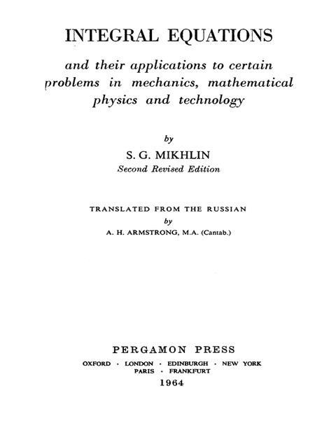 Cover image for book Integral Equations
