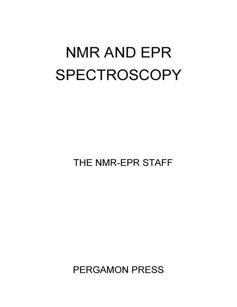 Cover image for book NMR and EPR Spectroscopy