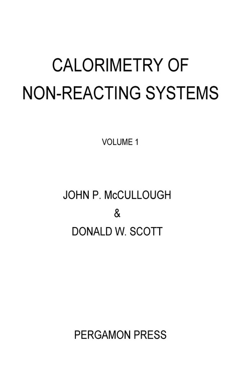 Cover image for book Calorimetry of Non-Reacting Systems