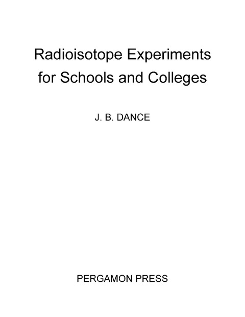 Cover image for book Radioistope Experiments for Schools and Colleges
