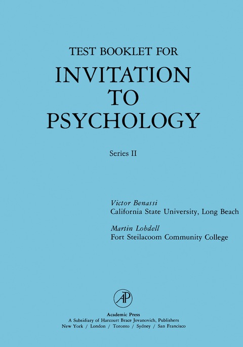 Cover image for book Test Booklet for Invitation to Psychology