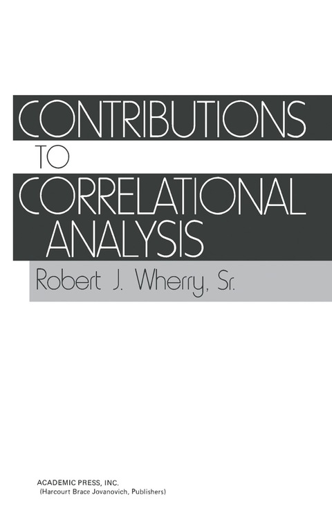 Cover image for book Contributions to Correlational Analysis