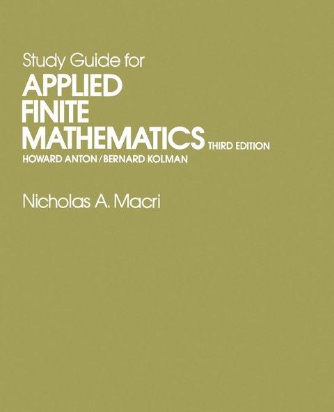 Cover image for book Study Guide for Applied Finite Mathematics