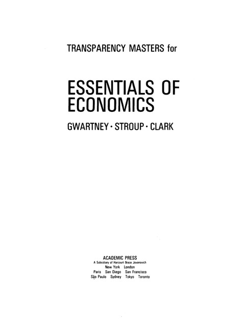 Cover image for book Transparency Masters for Essentials of Economics