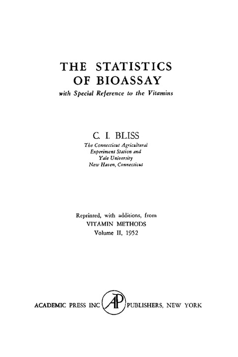Cover image for book The Statistics of Bioassay