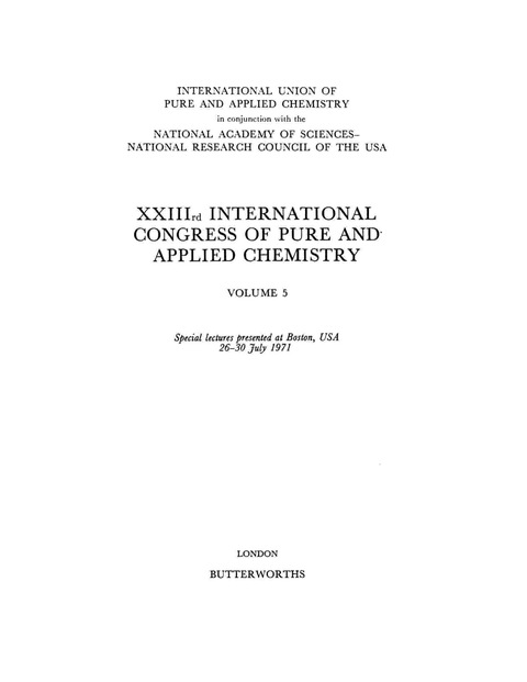 Cover image for book XXIIIrd International Congress of Pure and Applied Chemistry
