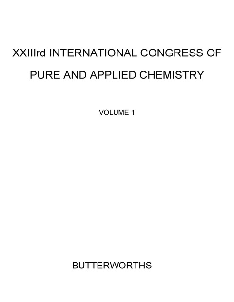 Cover image for book XXIIIrd International Congress of Pure and Applied Chemistry