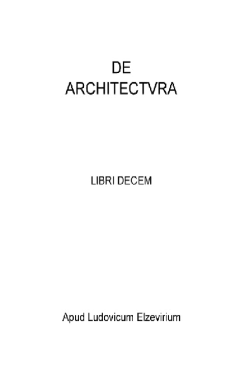 Cover image for book De architectura: Libri decem