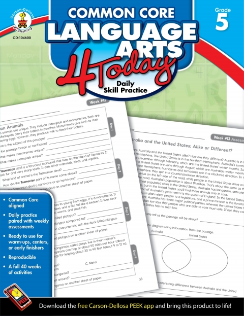 Cover image for book Common Core Language Arts 4 Today, Grade 5